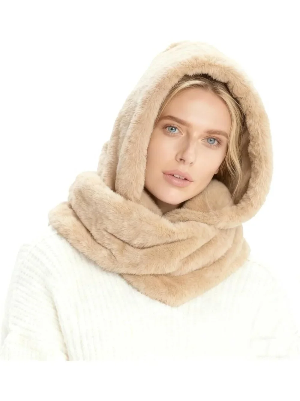 Cozy Faux Fur Hooded Infinity Scarf Combo | Winter Head & Neck Wrap for All